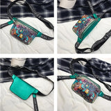 Cartoon Graffiti PU Leather Waist Bag for Women Hip Hop Fanny Pack