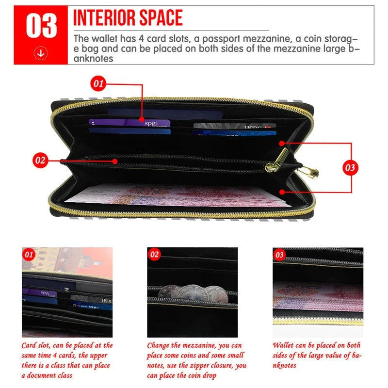 Cartoon Pumpkin Pattern Long Wallet Teenager Zipper Card Clip Bag Unisex