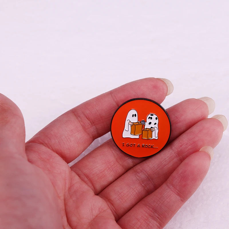 Cartoon Halloween Rock Enamel Pin Candy Bag Brooch