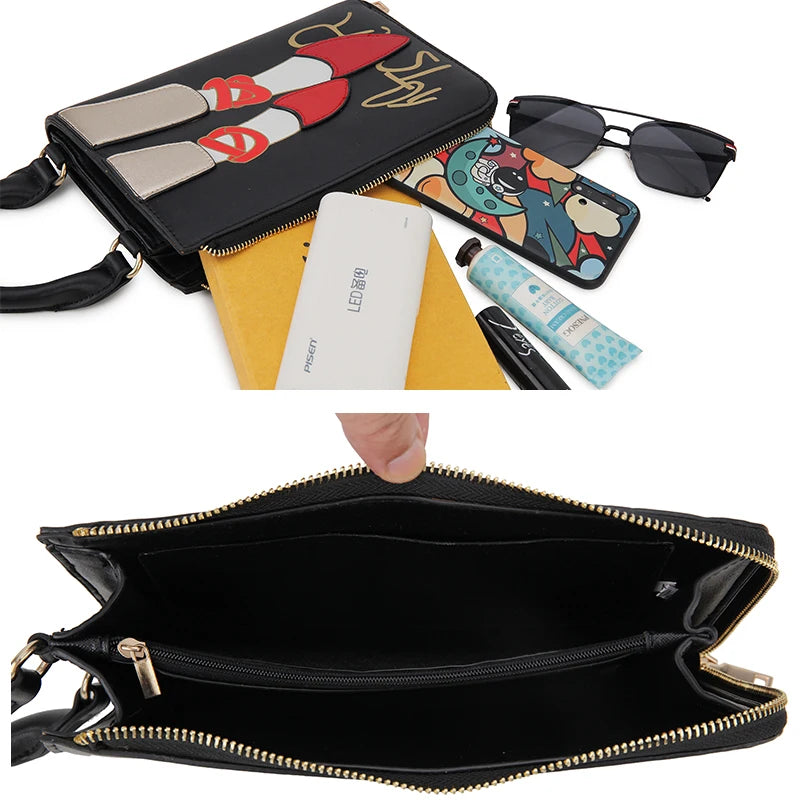 Cartoon High Heels Pattern Satchel Handbag for Women