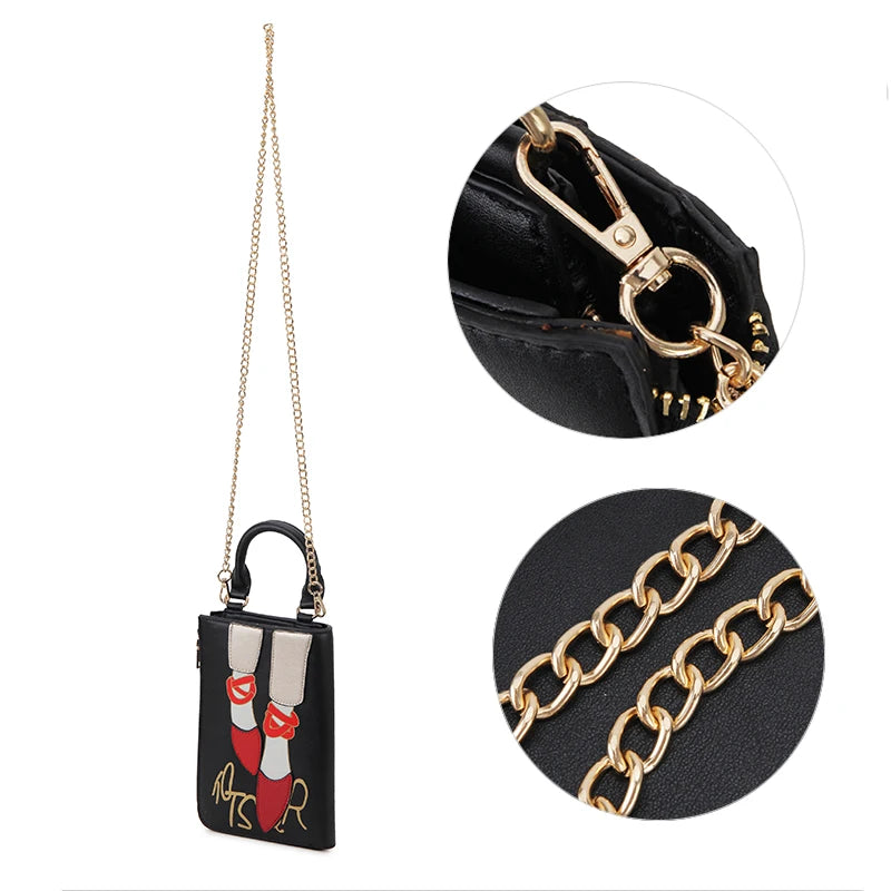 Cartoon High Heels Pattern Satchel Handbag for Women