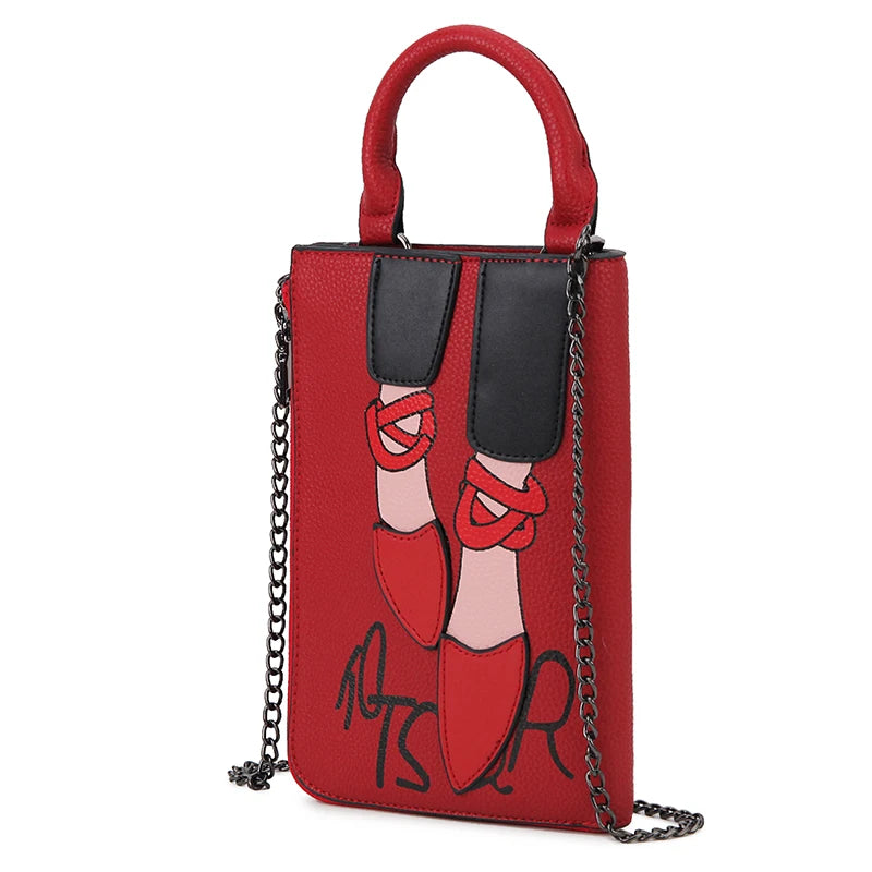 Cartoon High Heels Pattern Satchel Handbag for Women