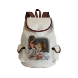 Hipster Girl Print Backpack Canvas Personalized Name Pack School Travel