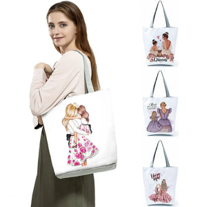 Cartoon Mama Tote High Capacity Shopping Bag