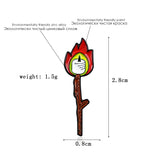 Cartoon Match Candle Flame Enamel Brooch