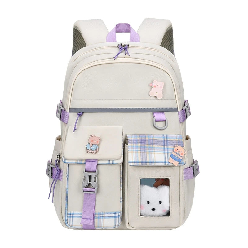 Cartoon Pocket Nylon Backpack Travel Rucksack Casual Daypack School Bag for Girl