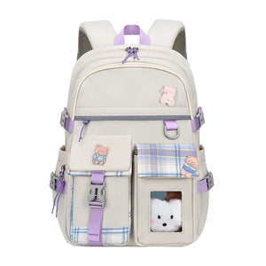 Cartoon Pocket Nylon Backpack Travel Rucksack Casual Daypack School Bag for Girl