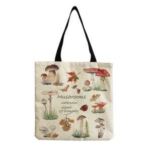 Cartoon Mushroom Printed Handbag Portable Shopping Bag