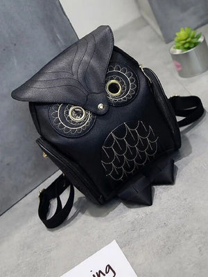 Cartoon Owl Flap PU Backpack Shoulder Small Backpack Multi-Function