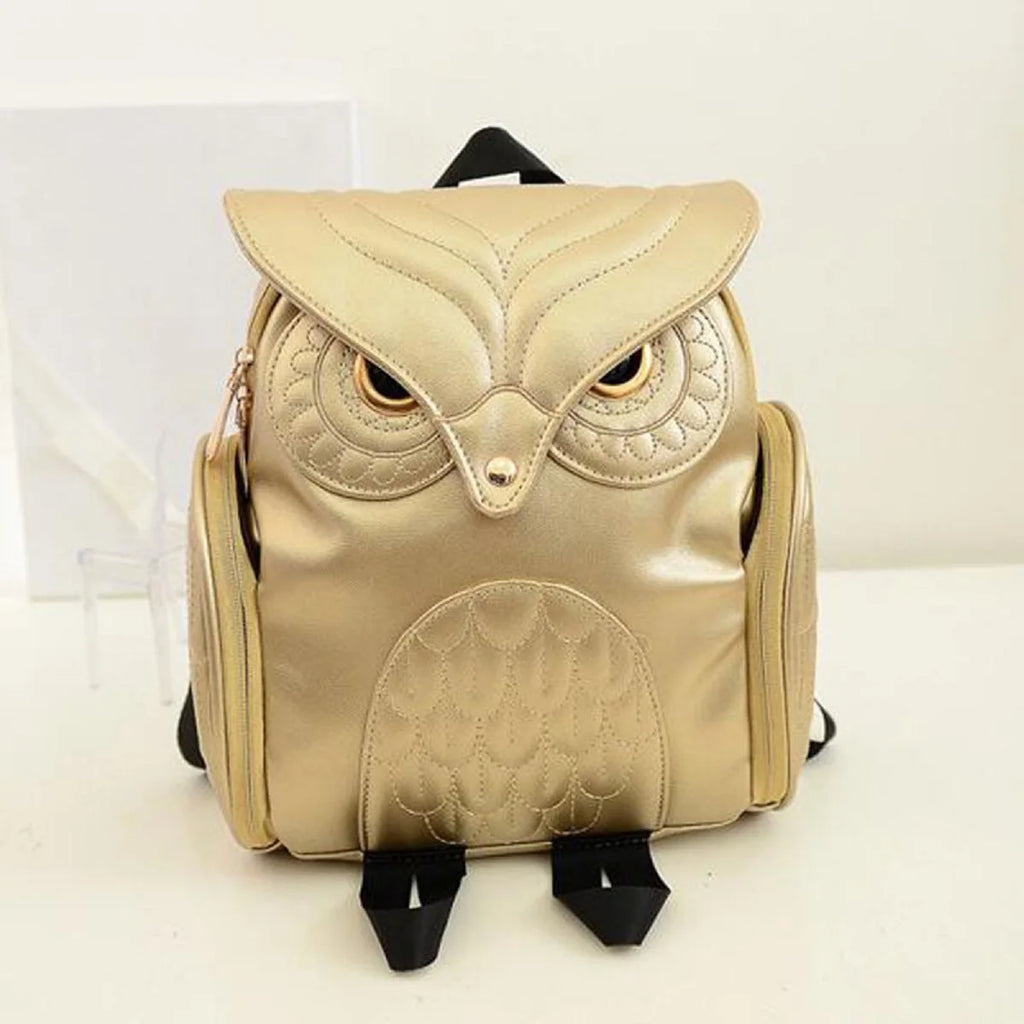 Cartoon Owl Flap PU Backpack Shoulder Small Backpack Multi-Function