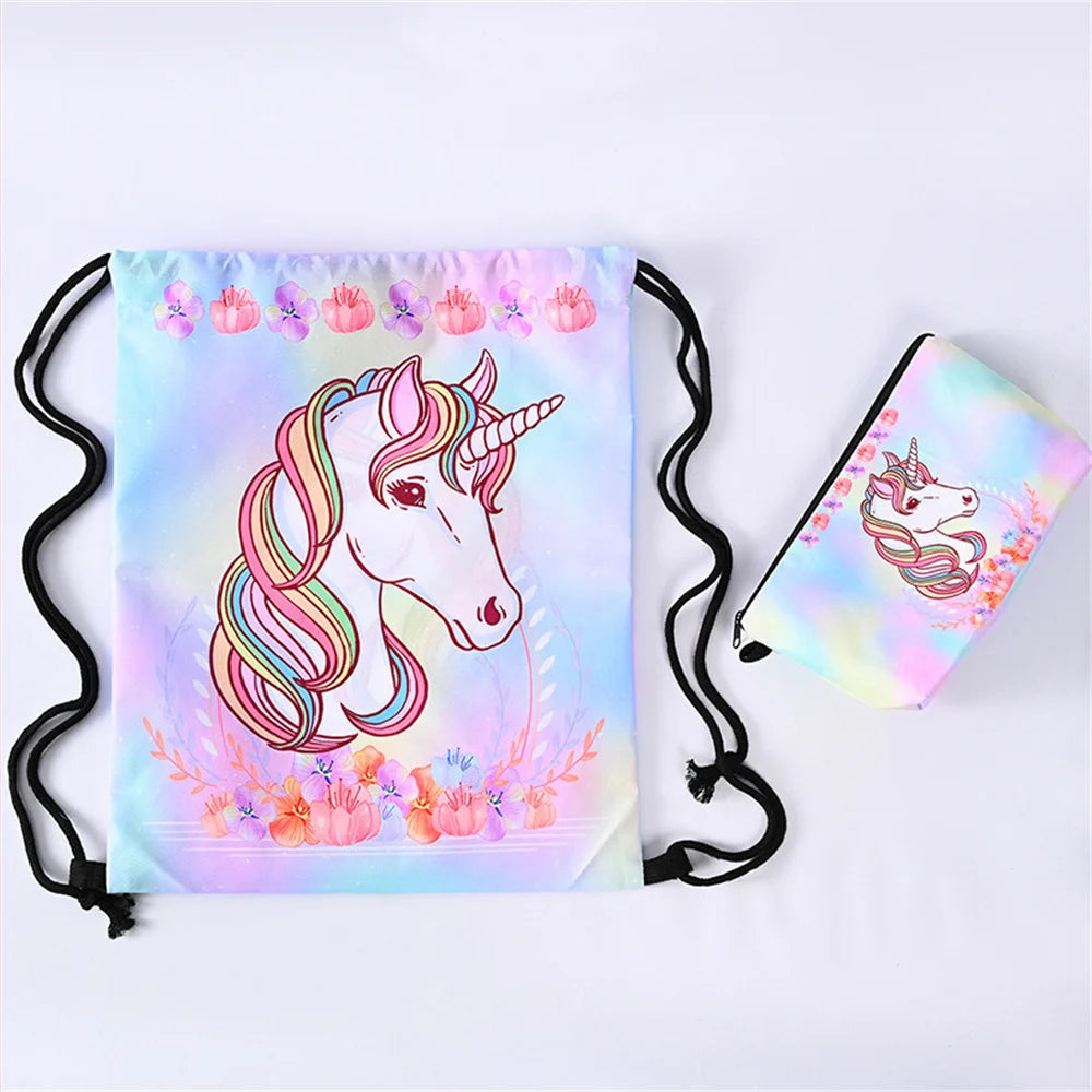 Unicorn Drawstring Storage Bag Travel Backpack