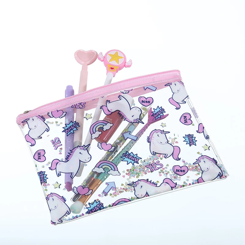 Cartoon PVC Cosmetic Case Unicorn Envelope Bag