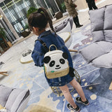Cartoon Panda Children's Backpack PU Girls Boys School Bags Pattern Backpack