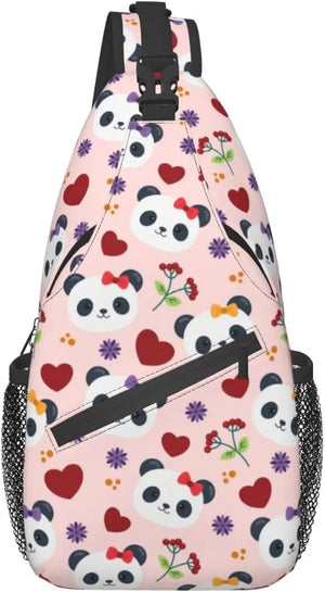Cartoon Panda Pattern Sling Bag for Travel Hiking
