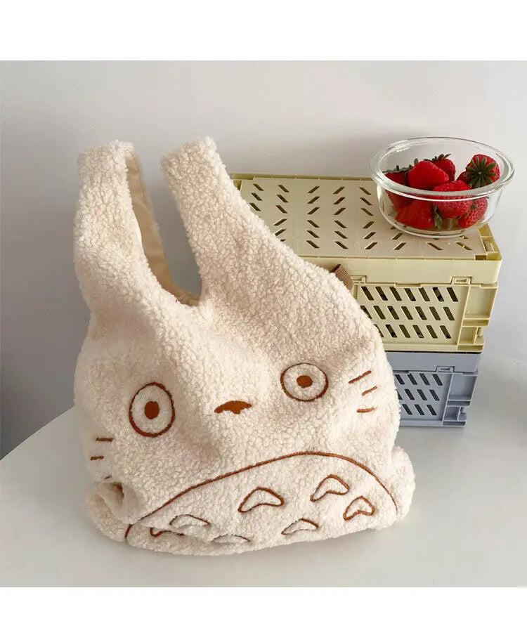 Cartoon Pattern Canvas Tote Bag Corduroy Large Handbag