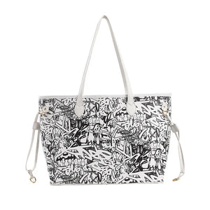 Cartoon Pattern Tote Bag PU Leather Women's Handbags Shopper Shoulder Bag