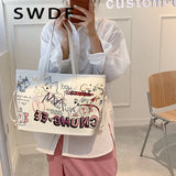 Cartoon Pattern Tote Bag PU Leather Women's Handbags Shopper Shoulder Bag