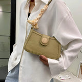 Cartoon Pattern Embossed Shoulder Bag for Women Silk Scarf Zipper