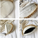 Cartoon Pattern PU Leather Waist Pack for Women Chain Fanny Pack