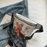 Cartoon Pattern Waist Bag Women's Leather Fanny Pack Crossbody Pouch Purse