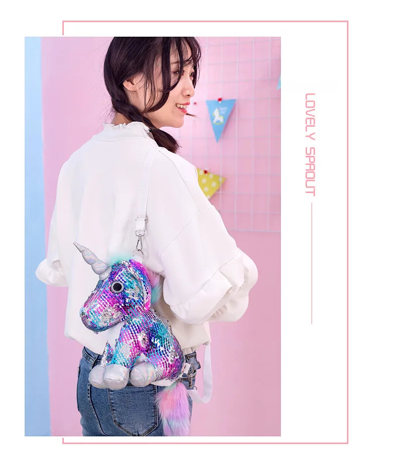 Cartoon Plush Toy Backpack Girls' Mobile Phone Wallet Plush Bag