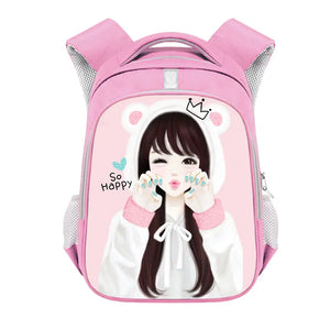 Cartoon Princess Girl Backpack School Bags for Teenage Girls Kid Bookbag Pink
