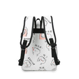 Cartoon Print Canvas Backpack 3 Pcs Set Women School Bags USB Charging