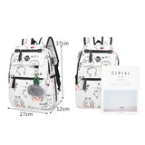Cartoon Print Canvas Backpack 3 Pcs Set Women School Bags USB Charging