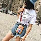 Cartoon Print Cell Phone Bag Mini Messenger Shoulder Bag Crossbody