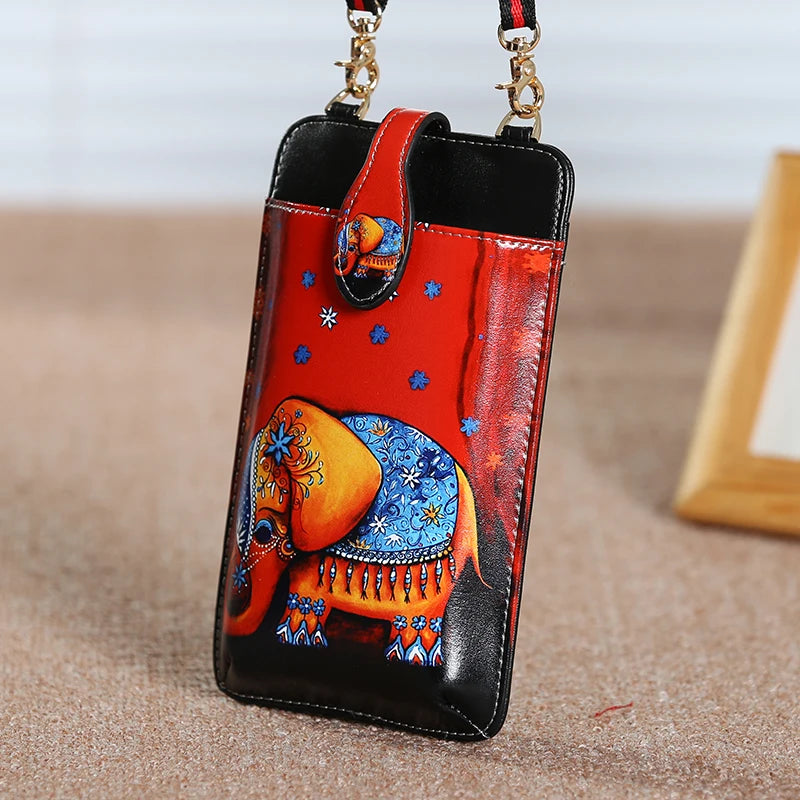 Cartoon Print Cell Phone Bag Mini Messenger Shoulder Bag Crossbody