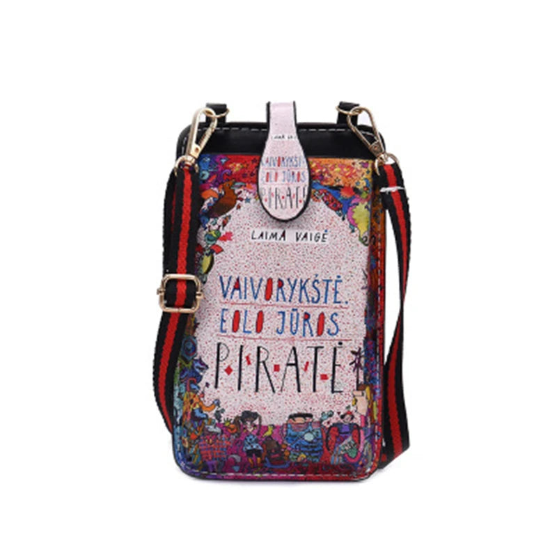Cartoon Print Cell Phone Bag Mini Messenger Shoulder Bag Crossbody