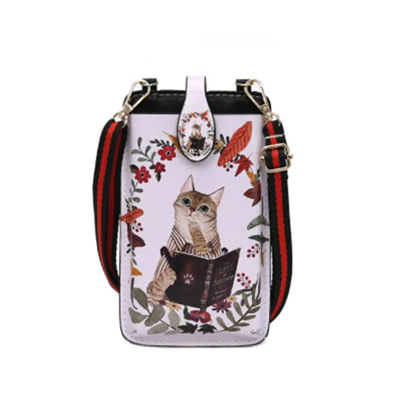 Cartoon Print Cell Phone Bag Mini Messenger Shoulder Bag Crossbody