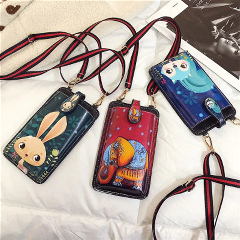 Cartoon Print Cell Phone Bag Mini Messenger Shoulder Bag Crossbody