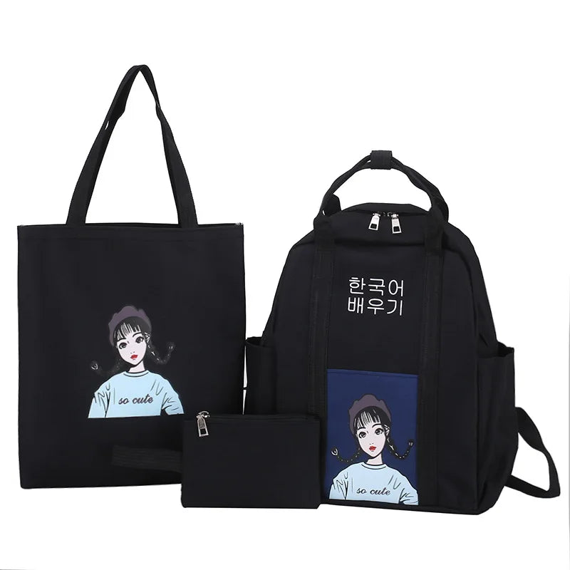 Cartoon Print Children School Bag Female Student Backpack Girl Schoolbag