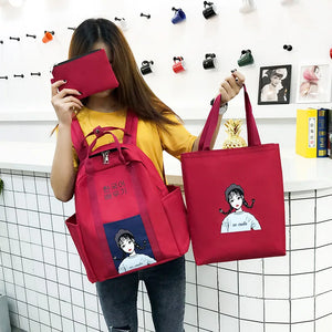Cartoon Print Children School Bag Female Student Backpack Girl Schoolbag