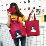 Cartoon Print Children School Bag Female Student Backpack Girl Schoolbag