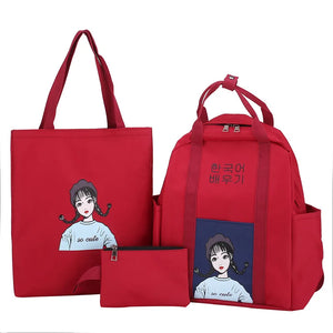 Cartoon Print Children School Bag Female Student Backpack Girl Schoolbag