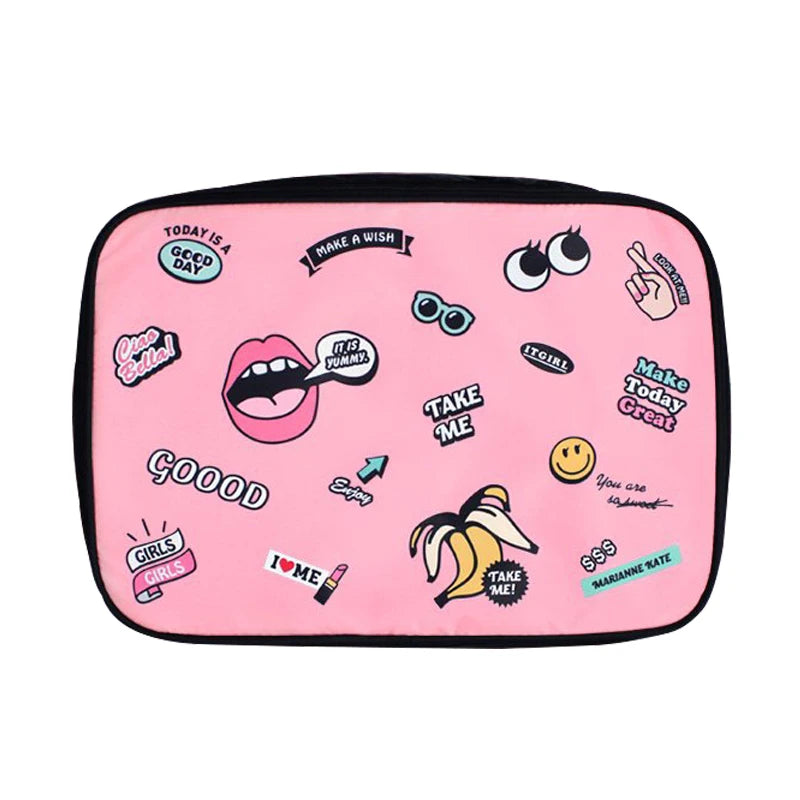 Cartoon Lips Eye Travel Bag Female Large Capacity