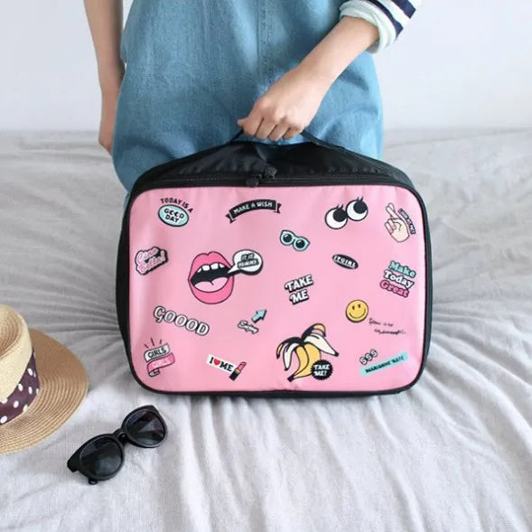 Cartoon Lips Eye Travel Bag Female Large Capacity
