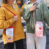 Fruit Milk Banana Strawberry Women Shoulder Mini Bag