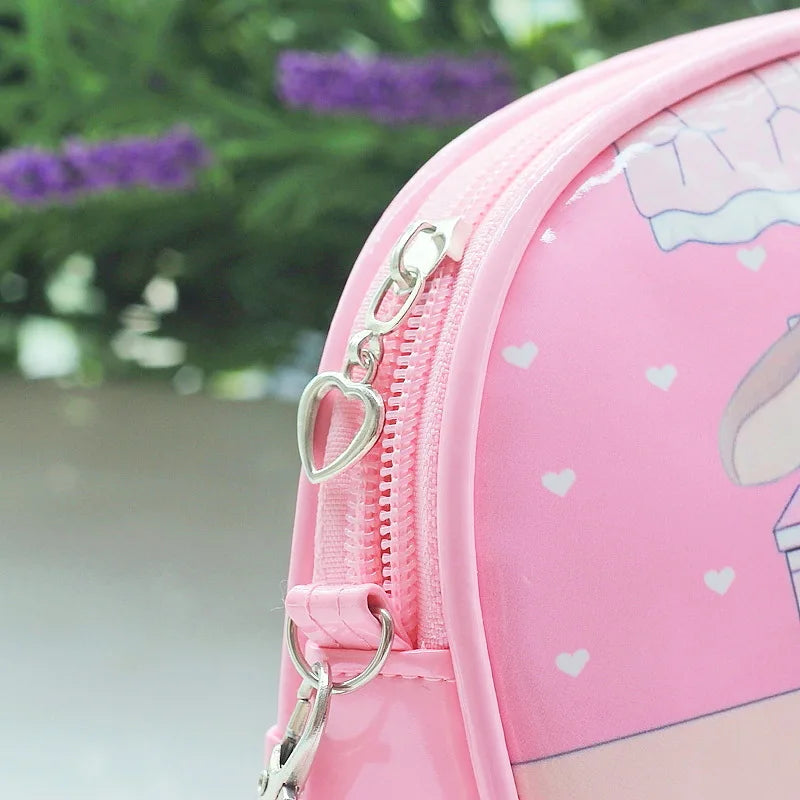 Cartoon Girls Messenger Bag Zipper PU Leather Cross Body Shell Bag