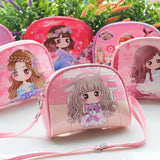 Cartoon Girls Messenger Bag Zipper PU Leather Cross Body Shell Bag