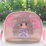 Cartoon Girls Messenger Bag Zipper PU Leather Cross Body Shell Bag