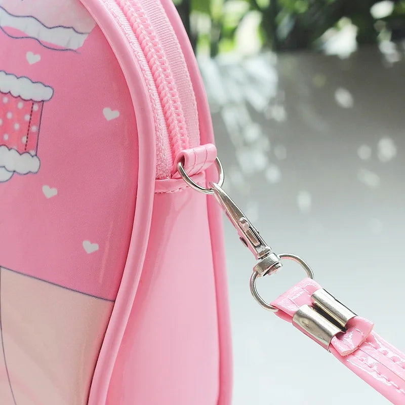 Cartoon Girls Messenger Bag Zipper PU Leather Cross Body Shell Bag
