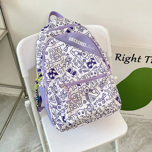 Cartoon Graffiti Backpack Large-capacity Schoolbag