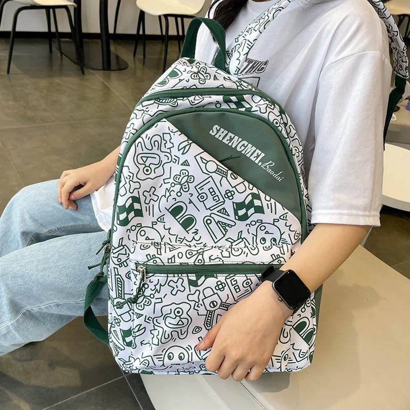 Cartoon Graffiti Backpack Large-capacity Schoolbag