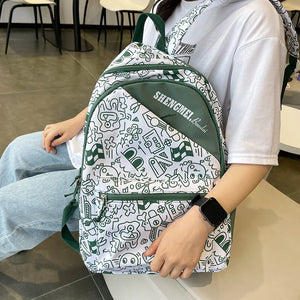 Cartoon Graffiti Backpack Large-capacity Schoolbag