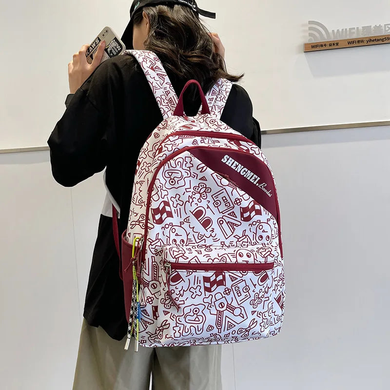 Cartoon Graffiti Backpack Large-capacity Schoolbag
