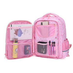Cartoon Printing School Bags for Girls Grade 2-6 Orthopedic School Backpack Pink