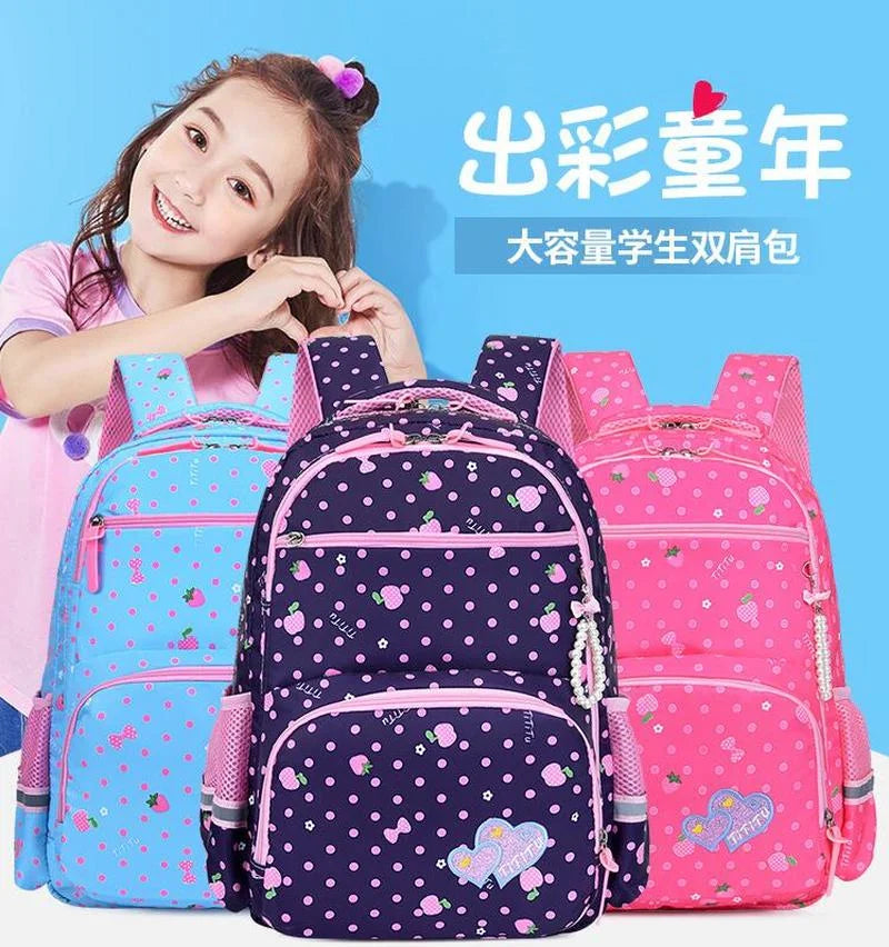 Cartoon Printing School Bags for Girls Grade 2-6 Orthopedic School Backpack Pink